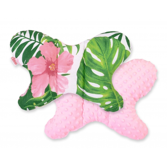 Double-sided anti shock cushion "BUTTERFLY"- tropical flowers/rosa
