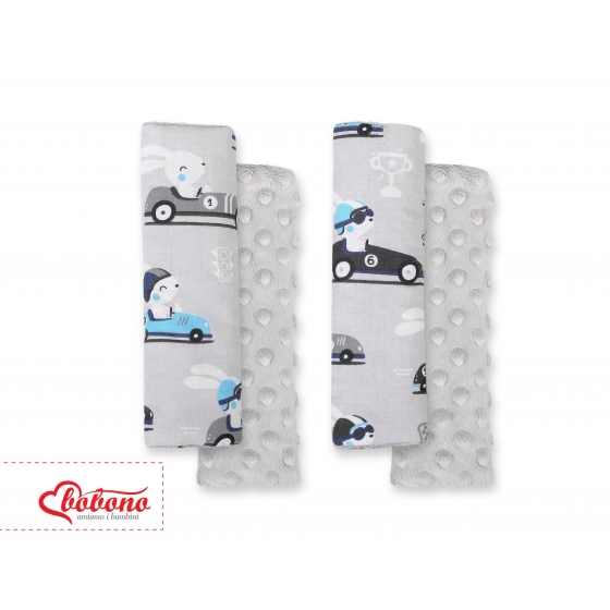 Double sided pads BOBONO for seat belts - gray kaniner/grå