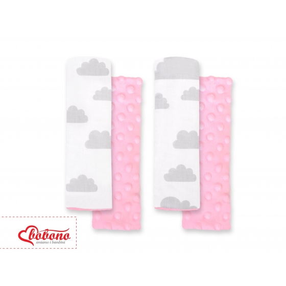 Double sided pads BOBONO for seat belts - moln grå/rosa