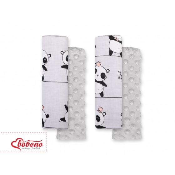 Double sided pads BOBONO for seat belts - Panda grå/grå