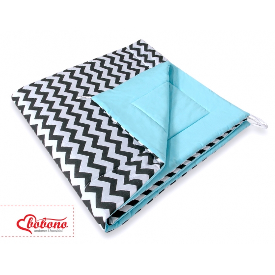 Double-sided Tipitält lekmatta dubbelsidig Chevron Svart/blå