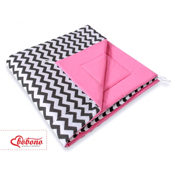 Double-sided Tipitält lekmatta dubbelsidig Chevron Svart/rosa