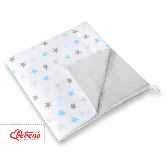Double-sided Tipitält lekmatta dubbelsidig Grå-Blå stjärnor/grå