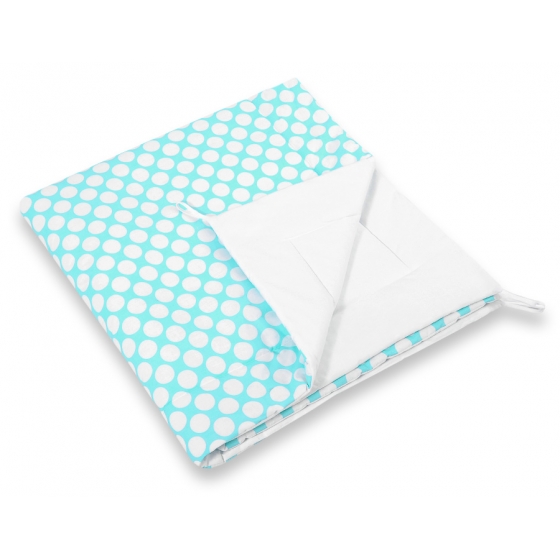 Double-sided Tipitält lekmatta dubbelsidig turquoise med Vita Prickar