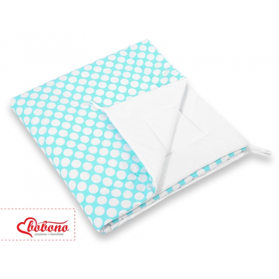 Double-sided Tipitält lekmatta dubbelsidig turquoise med Vita Prickar