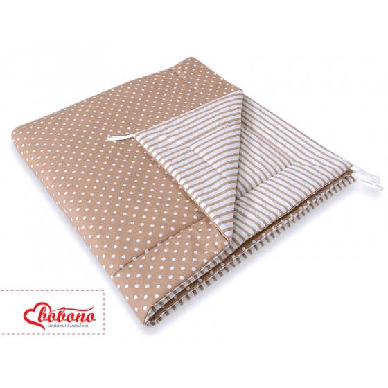 Double-sided Tipitält lekmatta dubbelsidig Vita Prickar på brown/beige ränder
