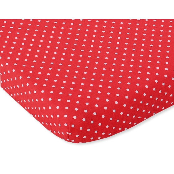 Dra-på-lakan i bomull 140x70cm Vita Prickar på red