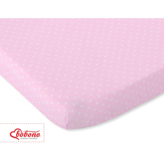 Dra-på-lakan i bomull 120x60cm Vita Prickar på rosa