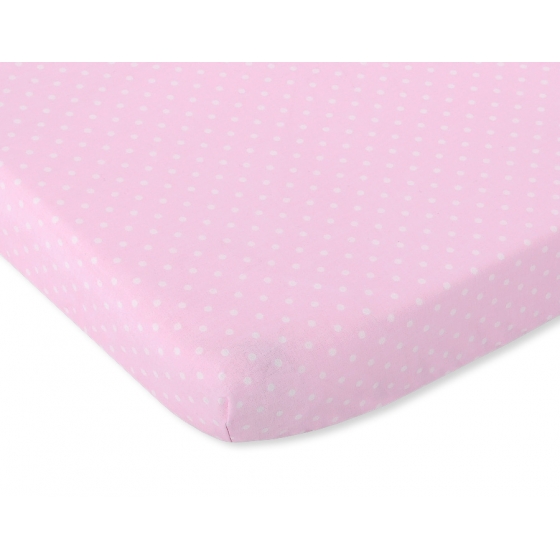 Dra-på-lakan i bomull 140x70cm Vita Prickar på rosa