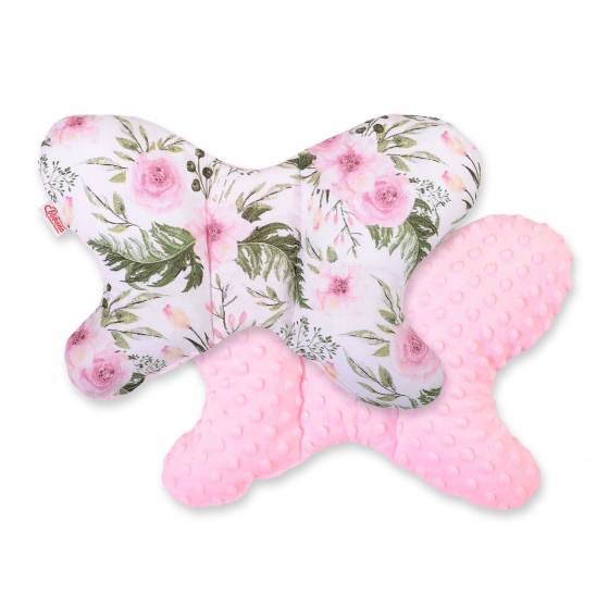 Dubbelsidig Anti-shock Kudde "Fjäril" - pionblomma rosa/rosa