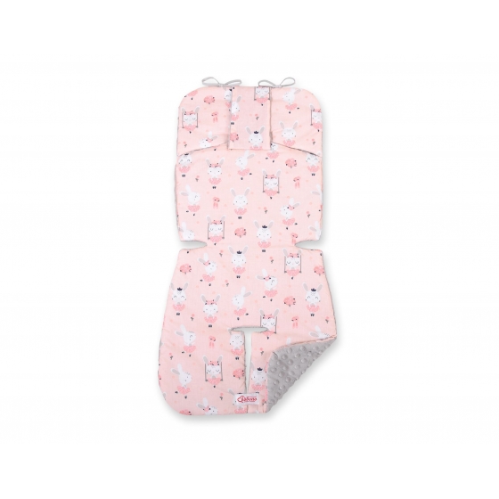 Dubbelsidig Sittdyna till Barnvagn Barnvagnsdyna ballerinas rosa/grå