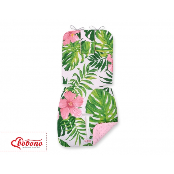 Dubbelsidig Sittdyna till Barnvagn Barnvagnsdyna tropical flowers/rosa