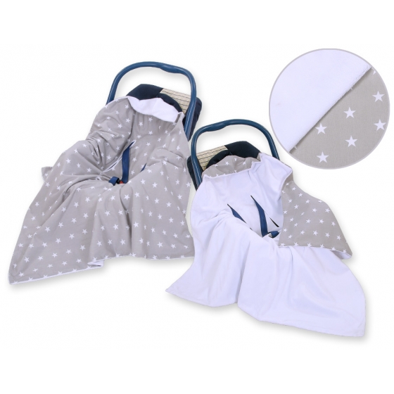 Dubbelsidigt babywrap till bilbarnstolen Stjärnor grå
