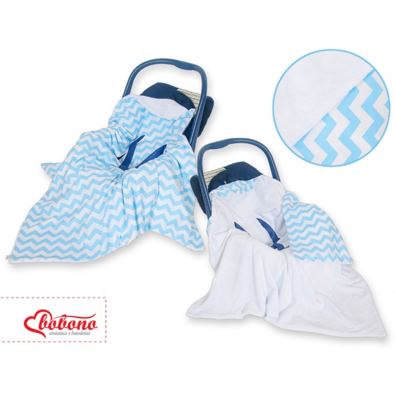 Dubbelsidigt filt till babyskyddet bilbarnstolen Chevron blue-vit