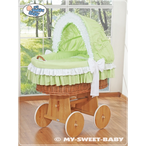 Exklusiv Babykorg på hjul Bellamy grön
