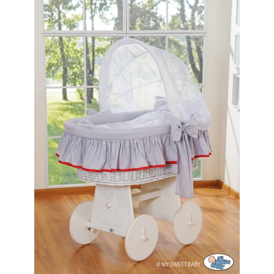 Exklusiv Babykorg på hjul Glamour grey-red