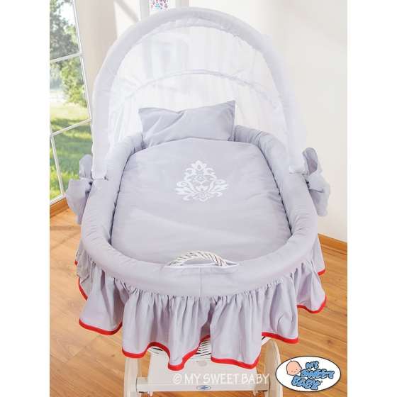 Exklusiv Babykorg på hjul Glamour grey-red