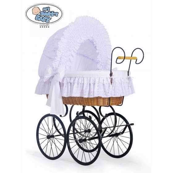 Exklusiv Gammaldags Babykorg Charlotte - vit