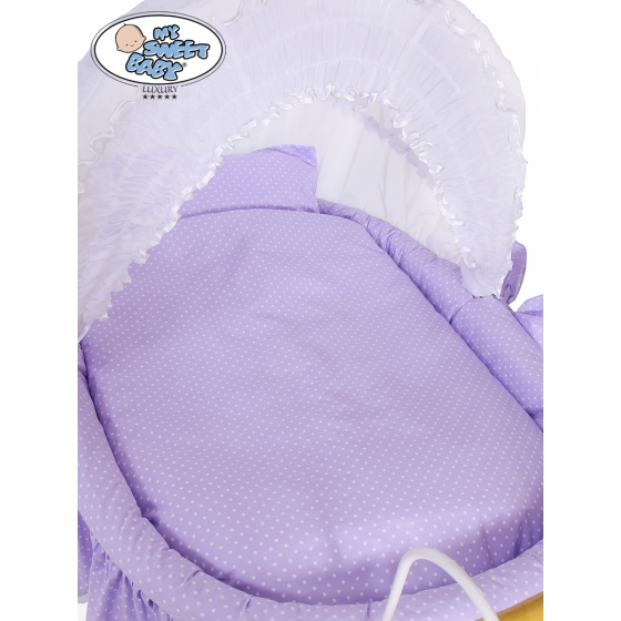 Exklusiv Gammaldags Babykorg Christine - White - lilac with lace