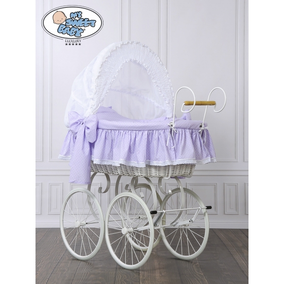 Exklusiv Gammaldags Babykorg Christine - White - lilac with lace