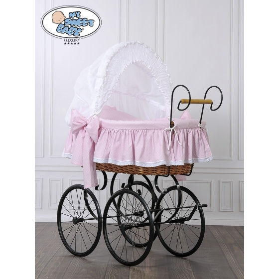 Exklusiv Gammaldags Babykorg Christine - White - rosa