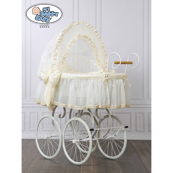 Exklusiv Gammaldags Babykorg Eliza med Bäddset - Cream