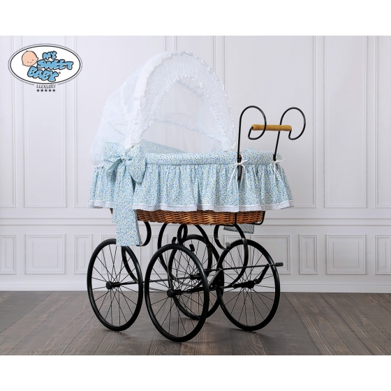 Exklusiv Gammaldags Babykorg Jasmine- White - blå with lace