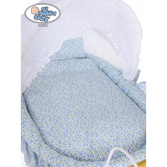 Exklusiv Gammaldags Babykorg Jasmine - White - blå with lace