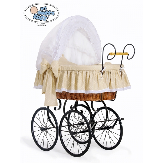 Exklusiv Gammaldags Babykorg med Bäddset Christine - White - beige
