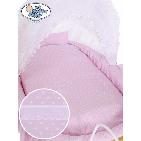 Exklusiv Gammaldags Babykorg med Bäddset Christine - White - rosa