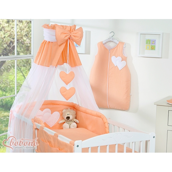 Himmel till spjälsäng Chiffon Hjärtan orange