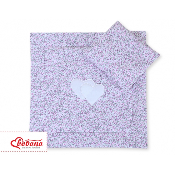 KBaby pram set 2pcs- hjärtan rosa blommor