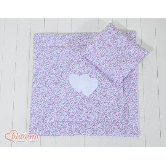 KBaby pram set 2pcs- hjärtan rosa blommor