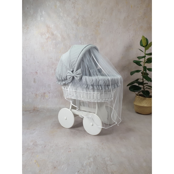 Komplett Bäddset till Baby Vagga XL Sufflett och Myggnät Grå