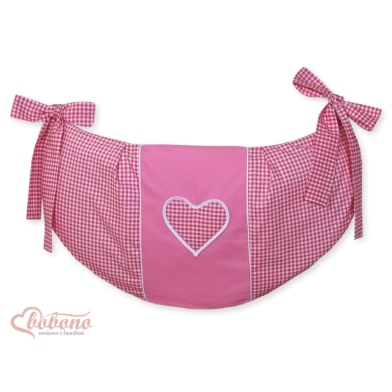 Leksaker väska babysäng hjärtan dark rosa rutig
