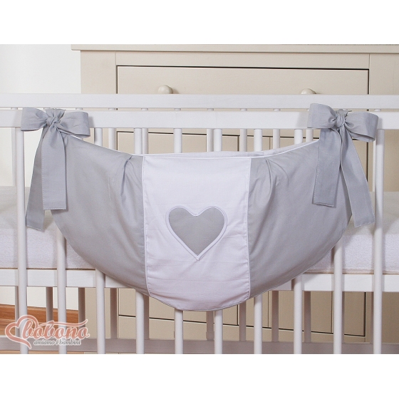 Leksaker väska babysäng hjärtan grå