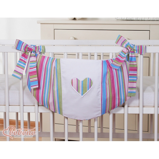Leksaker väska babysäng hjärtan lilac ränder