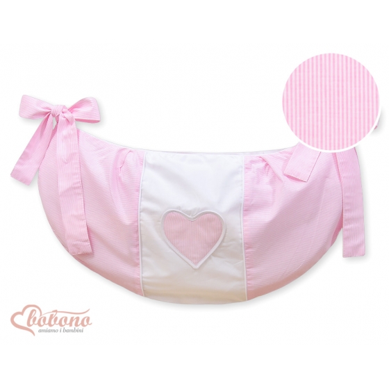 Leksaker väska babysäng hjärtan rosa ränder