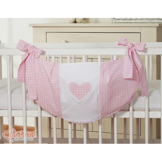 Leksaker väska babysäng hjärtan rosa rutig