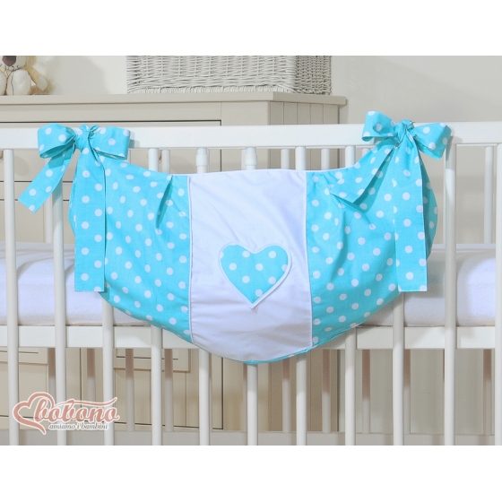 Leksaker väska babysäng hjärtan Vita Prickar på turquoise