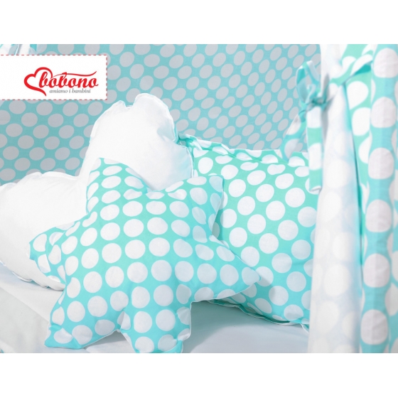 MEGA Tipitält SET: Tipi tält Lekmatta Kuddar och dekorfjädrar - turquoise med Vita Prickar