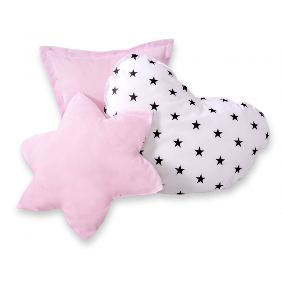 MEGA Tipitält uppsättning: Tipi tält Lekmatta Kuddar med dekorfjädrar Black stjärnor/rosa