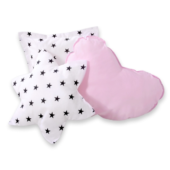 MEGA Tipitält uppsättning: Tipi tält Lekmatta Kuddar med dekorfjädrar Black stjärnor/rosa