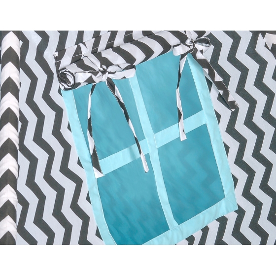 MEGA Tipitält uppsättning:Tipi tält Lekmatta Kuddar - Chevron black/blå