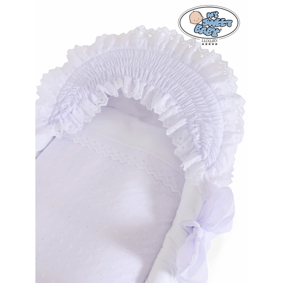 Moseskorg Vagga Rotting Charlotte- Whitewith lace