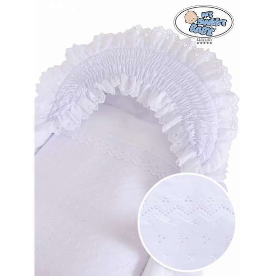 Moseskorg Vagga Rotting Charlotte- Whitewith lace