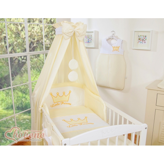 Sänghimmel i bomull till Babysäng- Little Prince/Princess cream