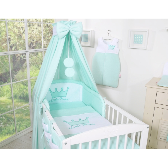 Sänghimmel i bomull till Babysäng- Little Prince/Princess mynta