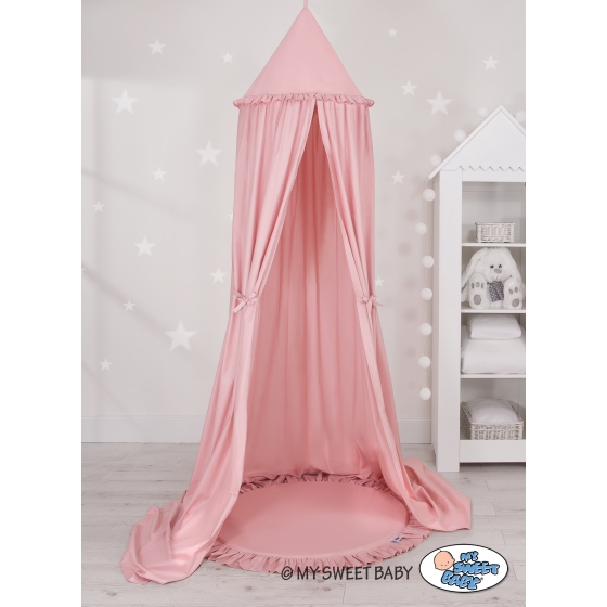 Set: Sänghimmel upphängd från taket med Lekmatta- pastel rosa