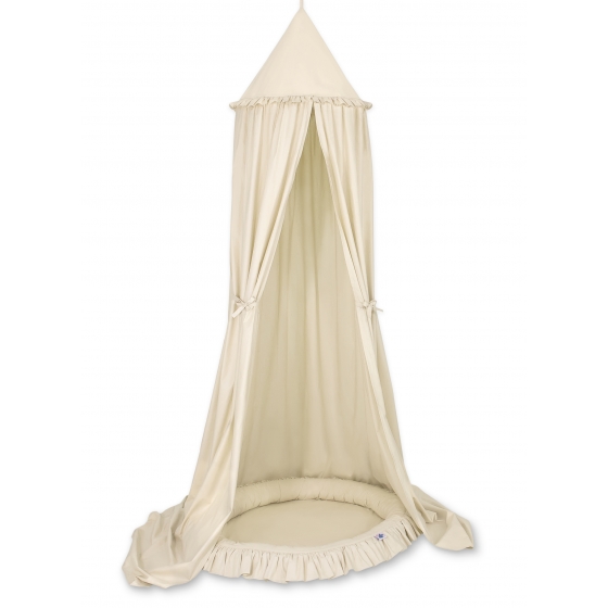 Set: Sänghimmel upphängd från taket med Lekpöl med volang- beige